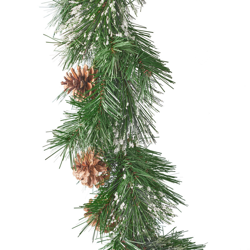  Guirlande 9 pi Pinecone, manteau de Noël artificiel et décoration d'escalier avec guirlandes lumineuses, ensemble de 2, vert