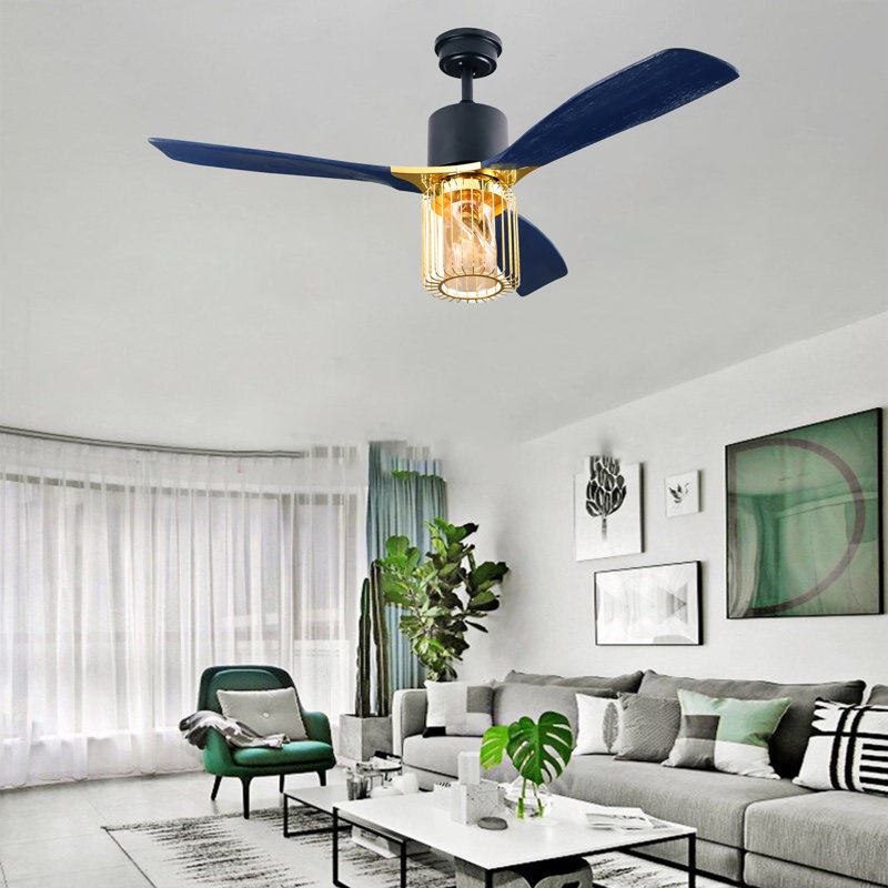 Ceiling Fan with Light Kit, Brushed Dark Blue