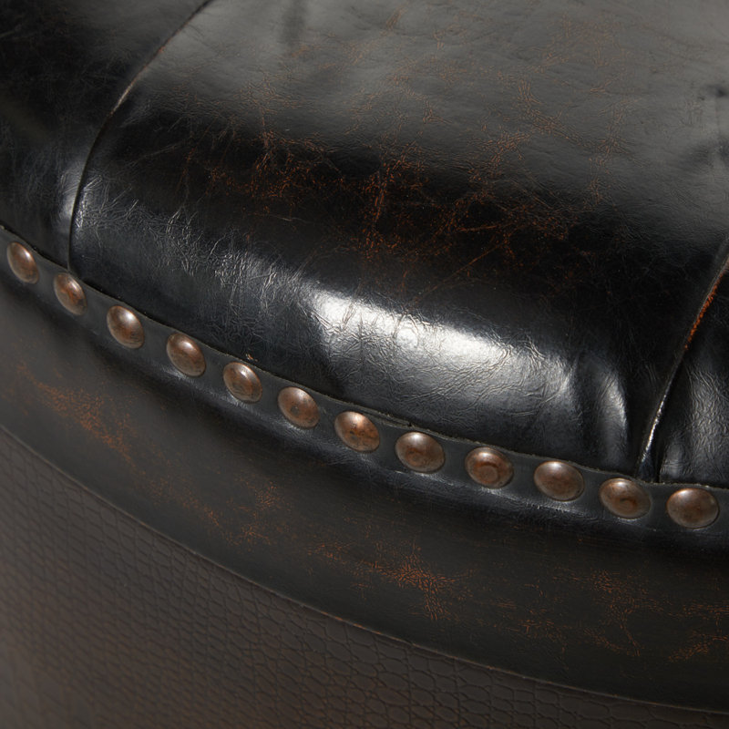 Ademide Wooden Dark Brown Storage Ottoman with Tufted Top Set