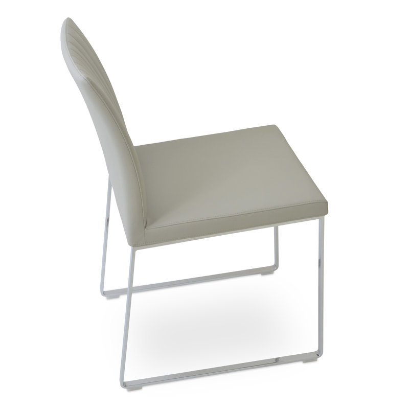 Chaise de salle à manger Zeyno, Gris clair, Chrome