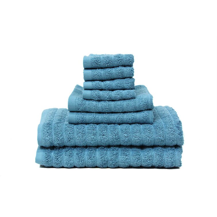 White Classic Luxury Green Bath Towel Set - Combed Cotton Hotel Quality  Absorbent 8 Piece Towels | 2 Bath Towels | 2 Hand Towels | 4 Washcloths  [Worth