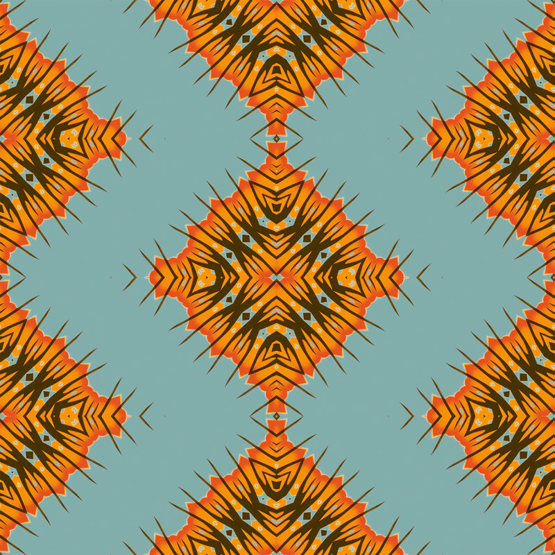 Desert Diamonds (Large) | Intricate Geometric Wallpaper Double Roll, Orange/Blue/Teal