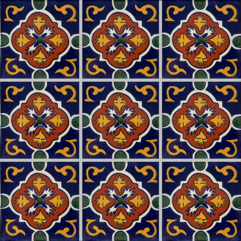 Carreau mexicain 4,2 "x 4,2" 9 pièces TalaMex Blue Granada Talavera