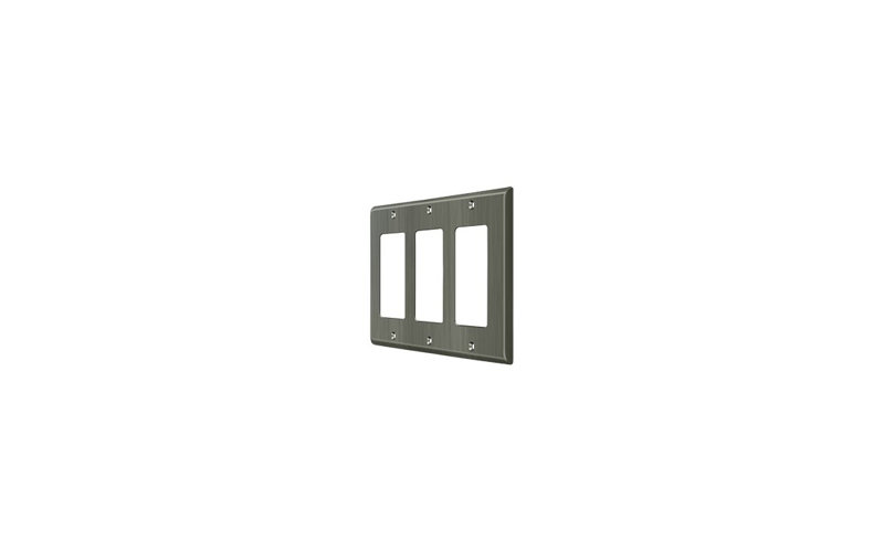 Deltana SWP4740U15A Switch Plate, Triple Rocker in Antique Nickel