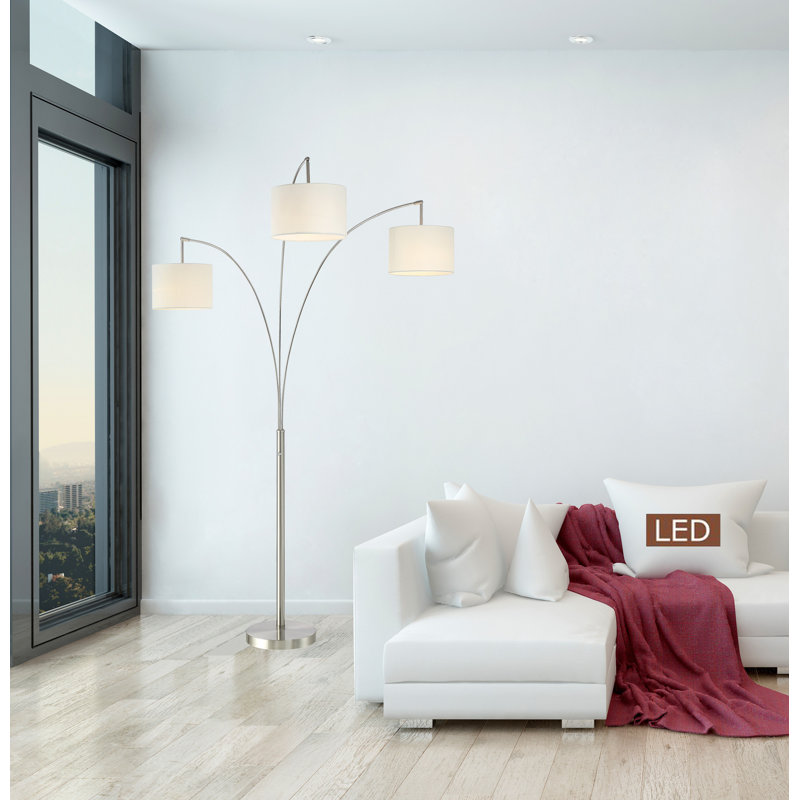 Lampe sur pied à l’arbre 80 po Mullaney, Acier brossé, Blanc cassé