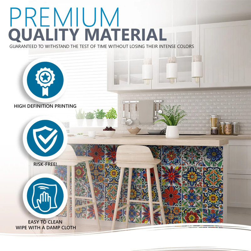 Colorful 4x4-inch Vinyl Peel and Stick Mosaic Tile Set
