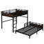 Lit superposé double au-dessus de double / lit mezzanine en métal et lits plateforme en métal, avec clôture de sécurité surélevée, couleur bois rétro-1853861301-1853861302