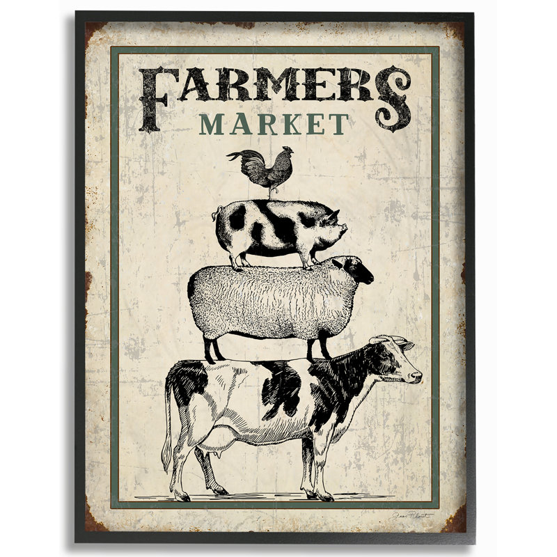 «Farmers Market», reproduction, Giclée encadrée noir minuit, H 30 po x l 24 po x P 1,5 po