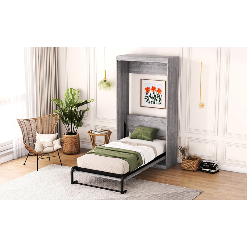 Folding Grey Twin Bed - Enhances Space Availability Utilization Degree Rate In Cabinet Improves Living Efficiency