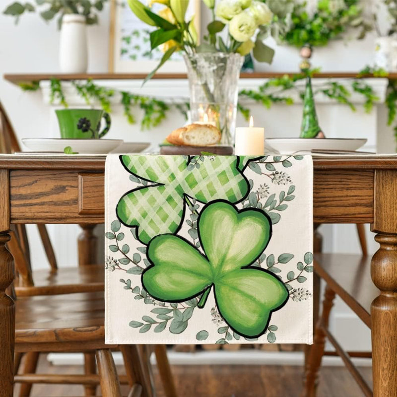 Chemin de table Clover Shamrocks Eucalyptus Buffalo - Vert / multicolore