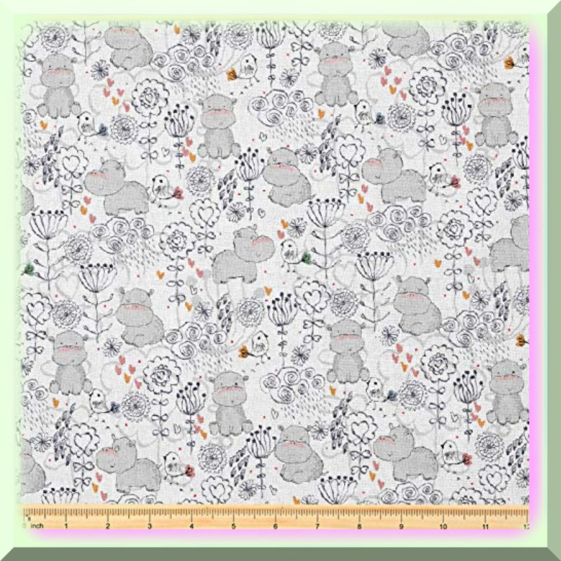 Hippo Haven Fabric 58" x 1 Yard Decorative Sewing Material