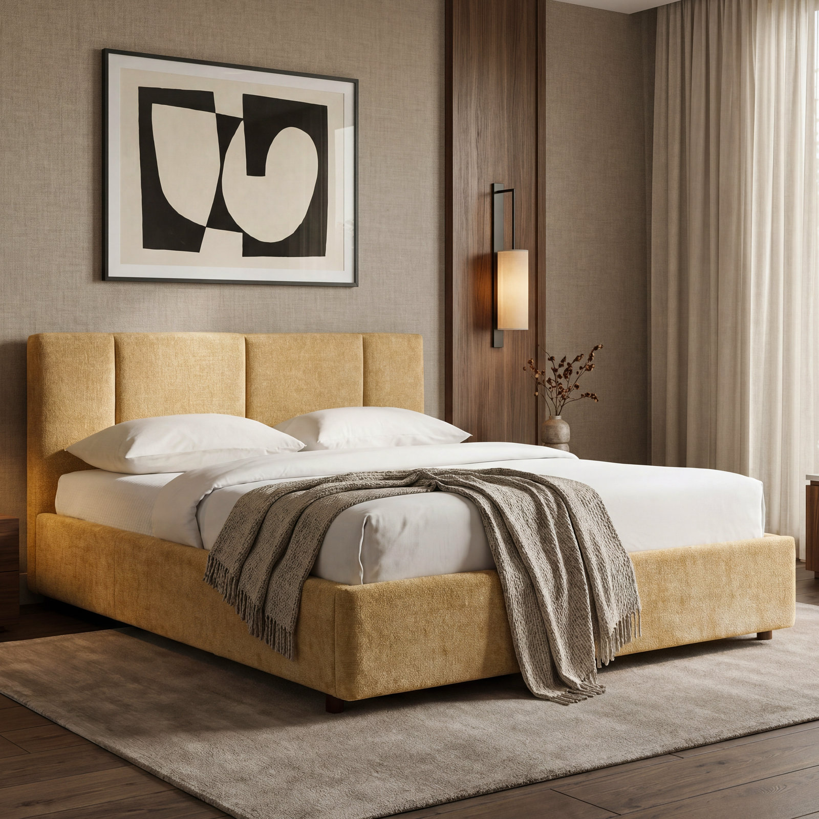 Ruthie Upholstered Bed, Queen, Sand