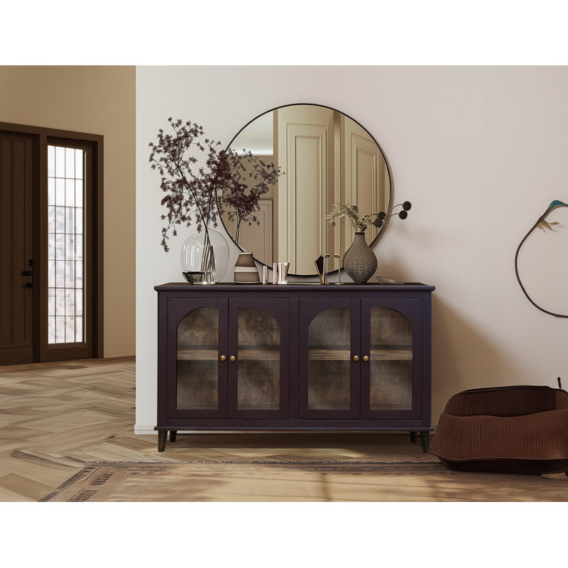Buffet en bois massif de 70,75 po de largeur, Rouge merlot
