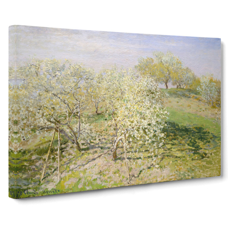 Spring Fruit Trees In Bloom by Claude Monet - Wrapped Canvas Painting, 40cm H x 60cm W x 3cm D