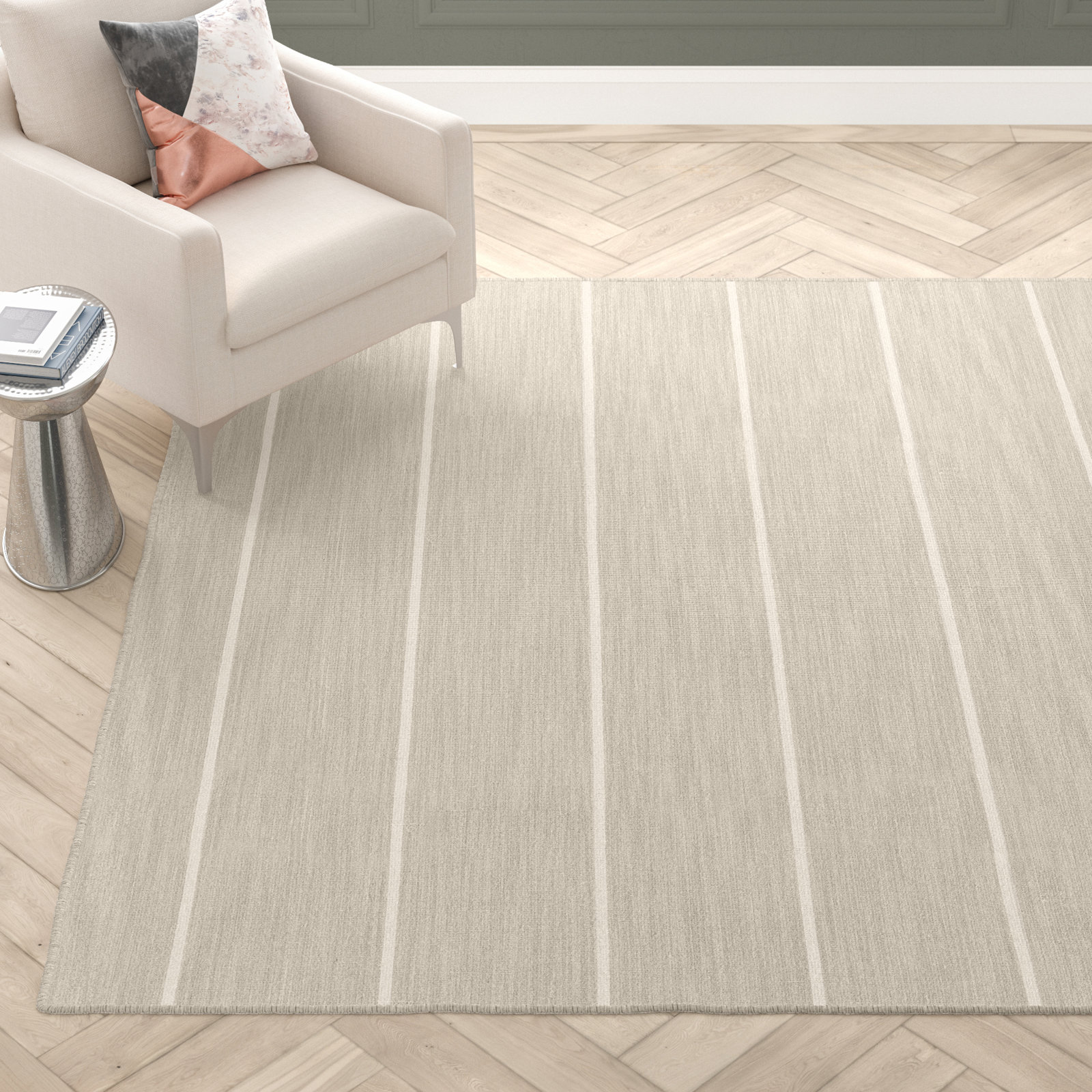 Creekmont Brown Light Gray Hand-Woven Wool Rug, Rectangle 10' x 14'