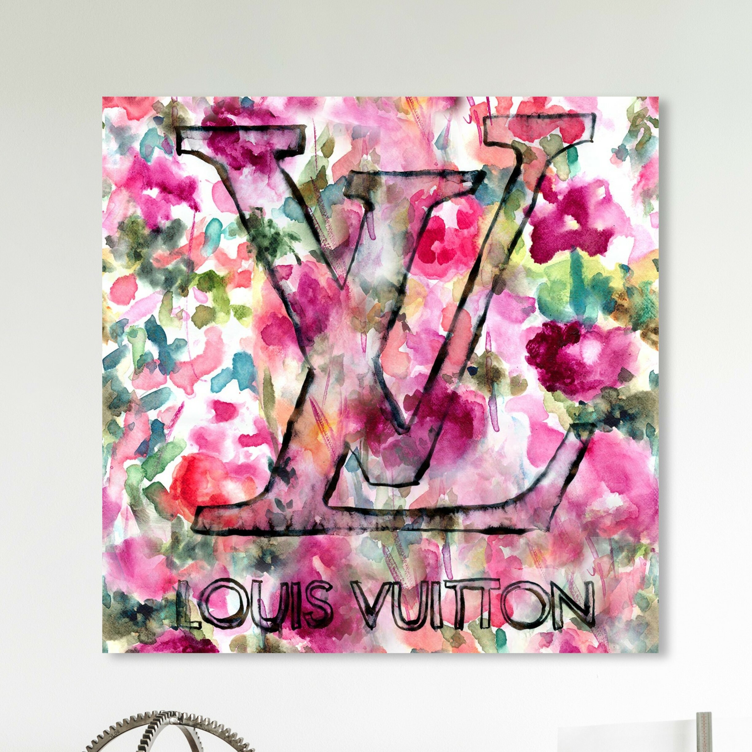 None, Wall Decor, Louis Vuitton Drip And Glitter Painting