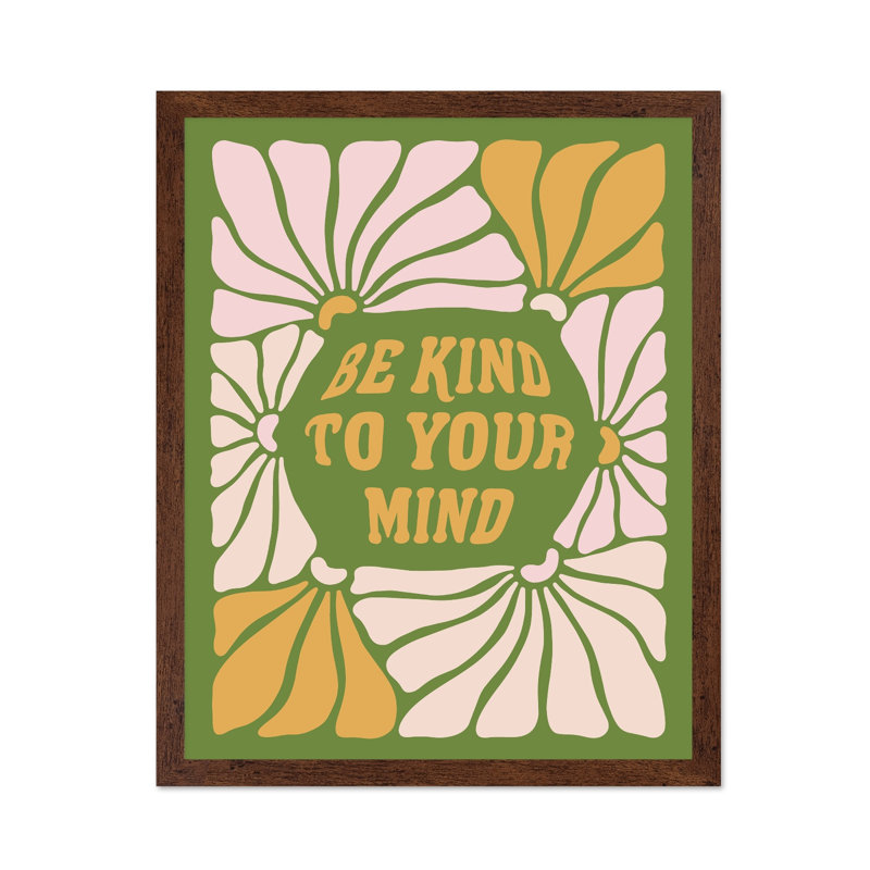 Be Kind To Your Mind No2, Poster, 08"H x 10"W, Brown Framed