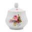 Priya White Porcelain Sugar Bowl with Lid & Creamer, embossed floral & 24k gold trim (set of 2)