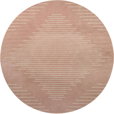 Tapis rayé en polypropylène tissé à la machine en rose / ivoire Wallington