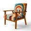 Chaise rembourrée à motif géométrique abstrait-1650917496