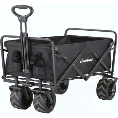  Chariot pliant robuste de 350 lb, chariot utilitaire pliable réglable, chariot roulant tout-terrain portatif pour le camping, l'épicerie et les sports de plein air