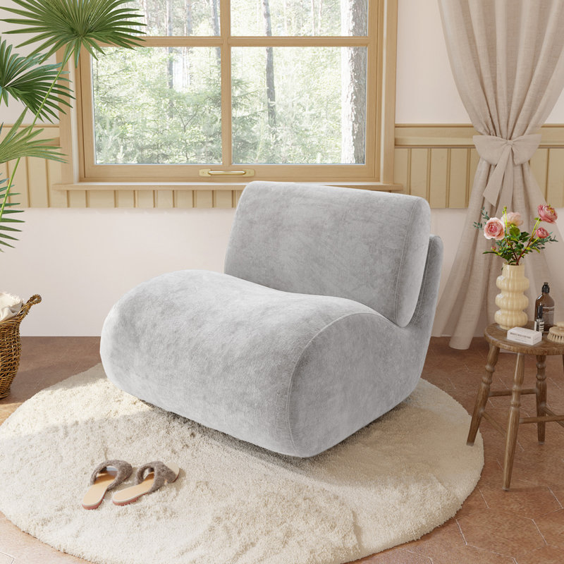 Fauteuil d'appoint pivotant rembourré avec dossier amovible Caleb, Chenille gris clair / rembourrage en mousse