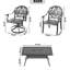 7 repas en fonte d'aluminium pour le jardin. 2 chaises pivotantes, 4 chaises et une table. , Protégé, siège confortable, facile à assembler pour toutes les saisons. Structure en aluminium, confortable, coussins fournis
