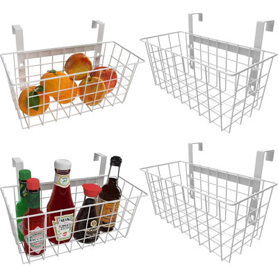 Ensemble de 4 paniers de rangement suspendus avec crochets pour la cuisine, la salle de bain, le garde-manger et la porte d'armoire