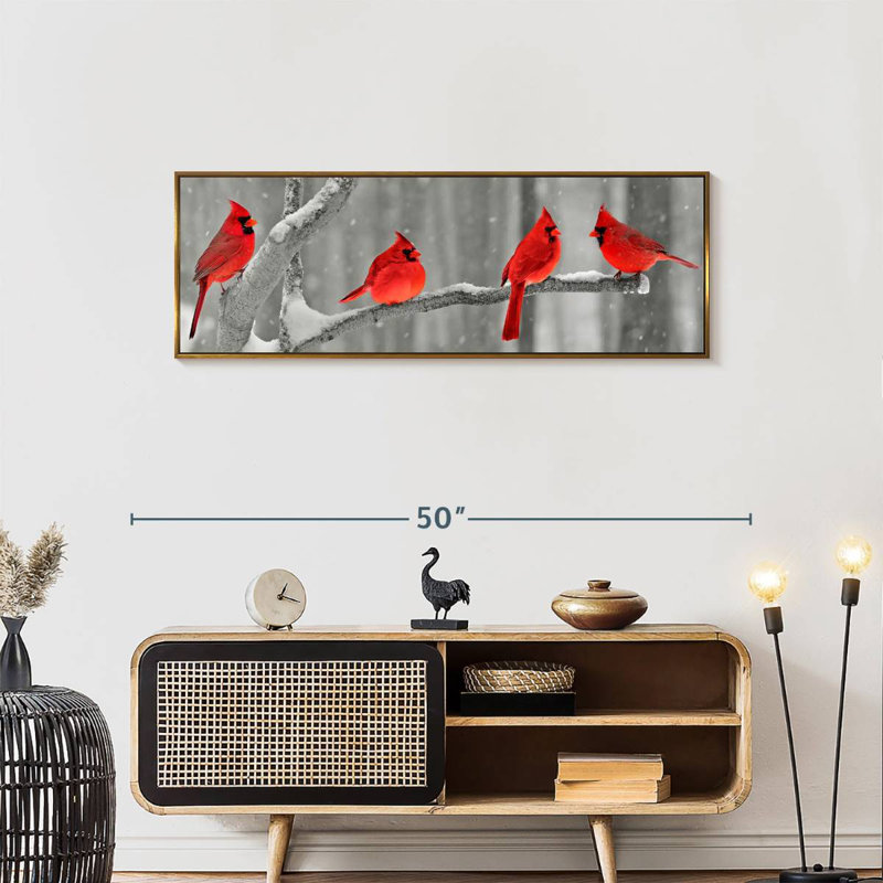 Cardinal, 43 po x 15 po, Cadre flottant doré