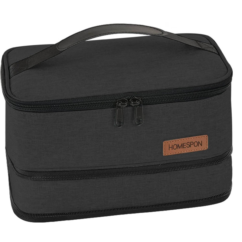 Expandable Lunch Bag With Handle, Black
