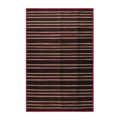 Tapis brun à rayures horizontales lavable à la machine