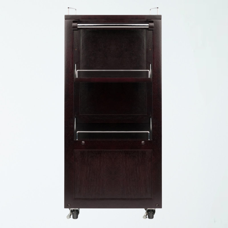 Galen Glass Rack Wine Utility Cart with Wheels in Espresso, 33.05" H X 29.83" W X 15.73" D