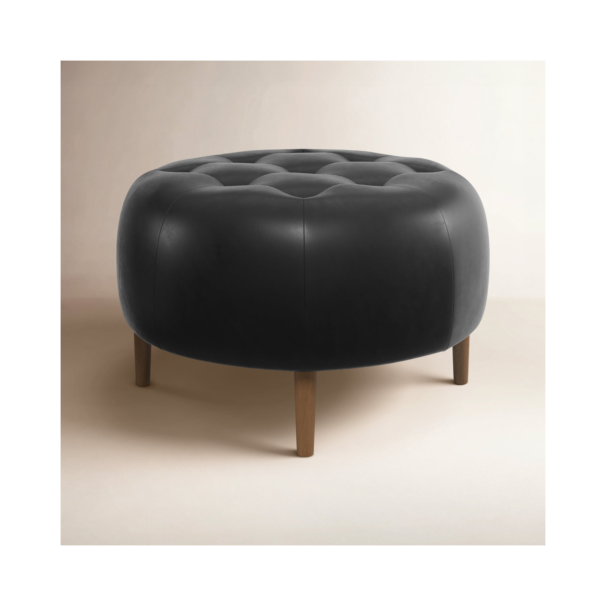 Geo Upholstered Ottoman, Black