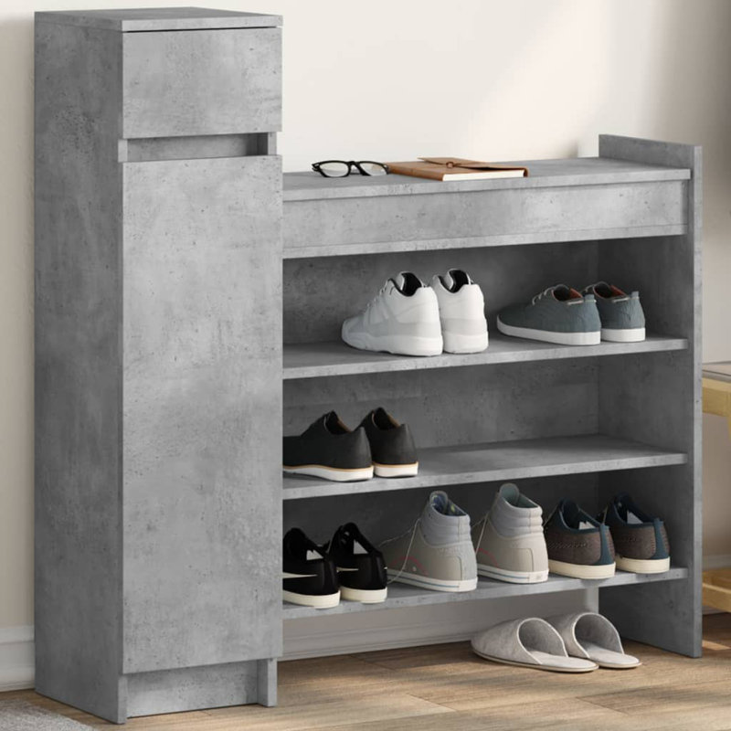 12 Pair Shoe Storage Cabinet, Concrete Grey