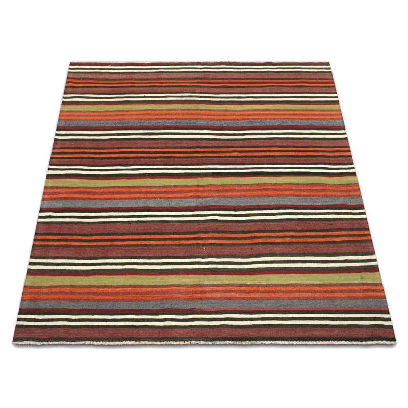Square One-of-a-Kind 5'1" X 5'4" 1960s Wool Area Rug in