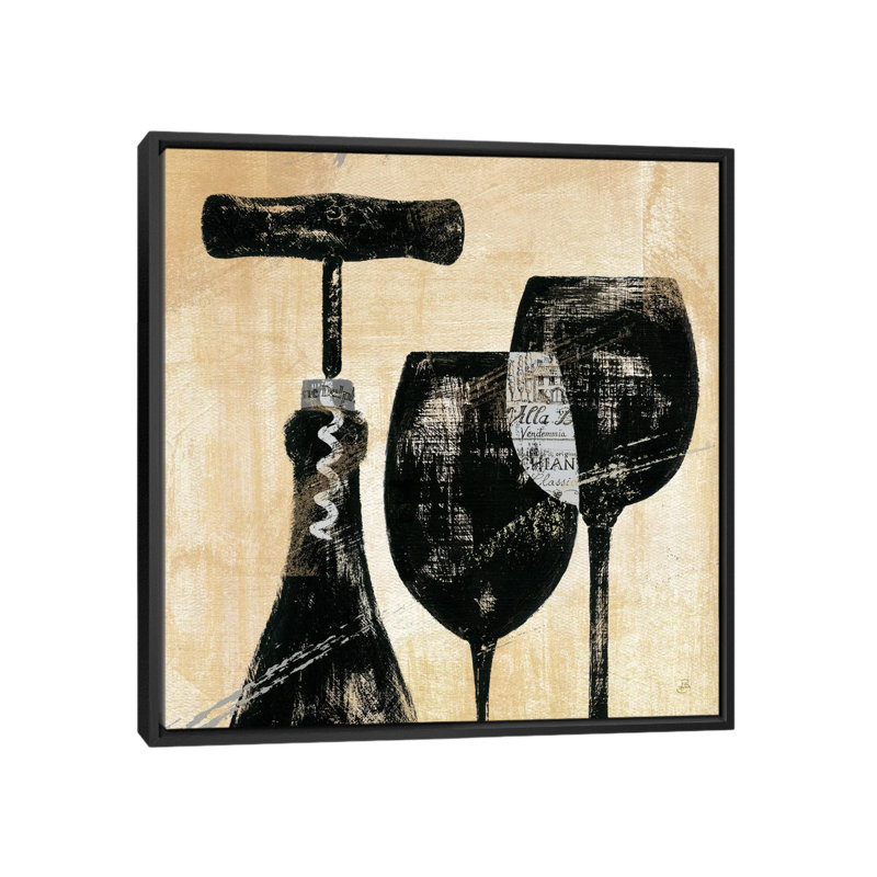 «Wine Sélection II» - Estampe numérique sur toile tendue avec châssis, H 18 po x l 18 po x P 1,5 po, Toile encadrée noire