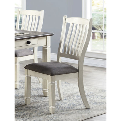 Ensemble de 2 chaises d'appoint de salle à manger à finition blanche antique