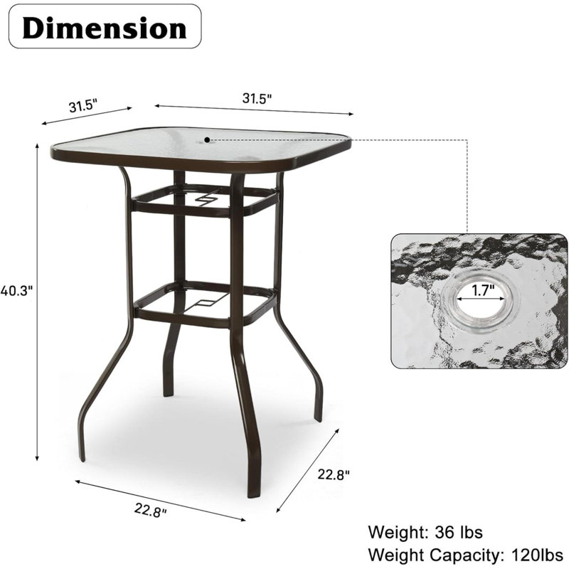 Outdoor Bar Table With Umbrella Hole Metal Patio Bar Table Outdoor Bar Height Table Pub Table For Patio High Top Table