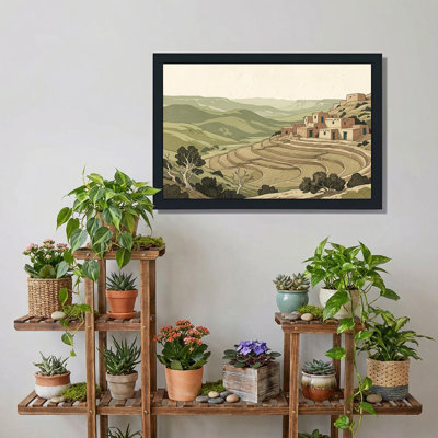 «Adobe Village», art mural sur toile, terrasses en pente