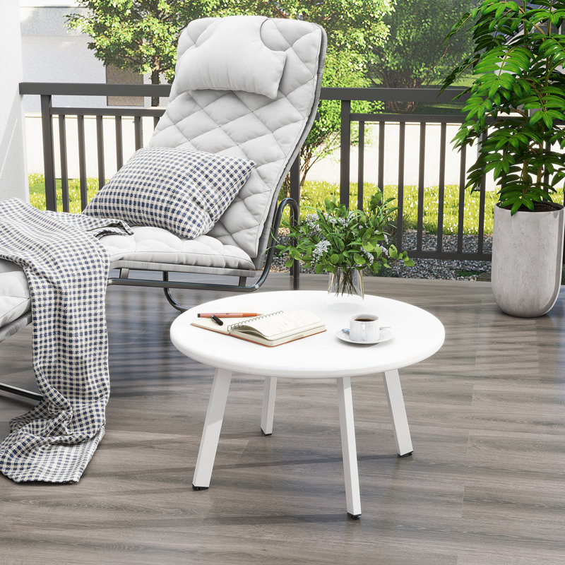 Lakhdar Round Metal Outdoor , 27.5'' in. W 27.5'' in. D, White