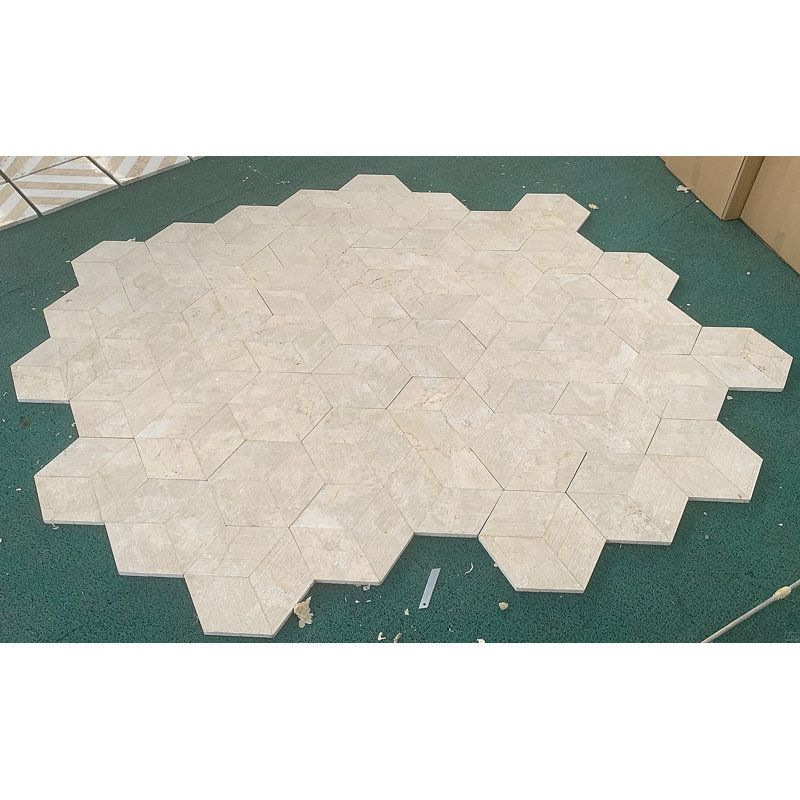 Marbre hexagonal, marbre naturel, pour mur, finition texturée en bois franc, marbre cannelé 3D, pierre naturelle, marbre véritable, marbre véritable, 1 boîte de 12 pièces