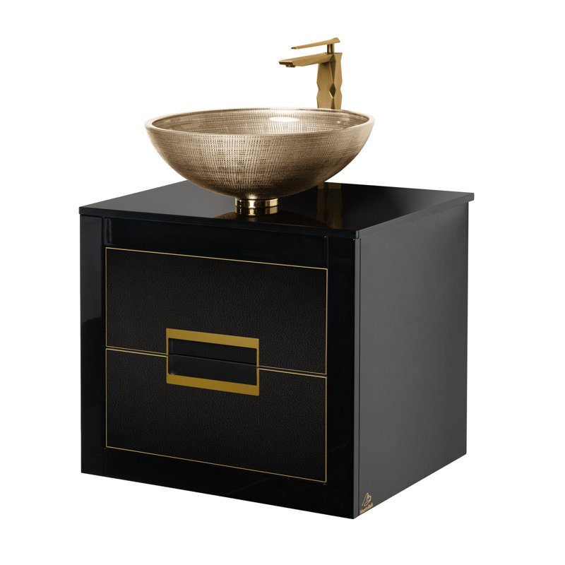Danya 23.6'' W Single Vanity, Gold, White