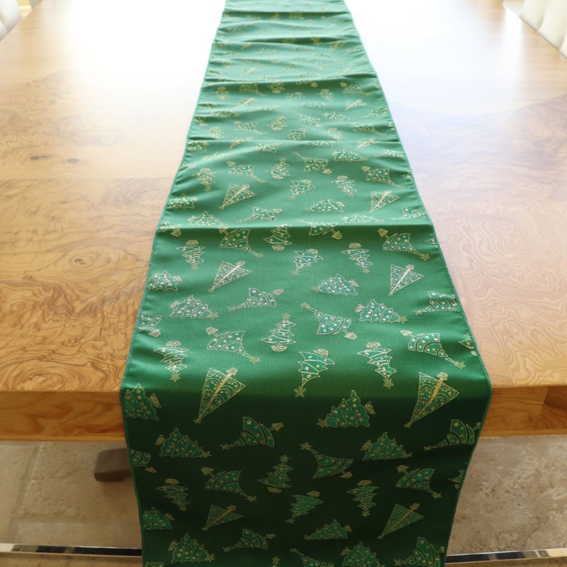 Campden Floral Christmas Table Runner, 120" L x 12" W, Green