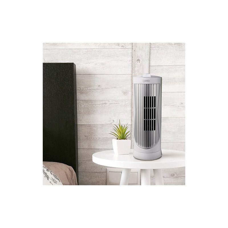 12 Inch Oscillating Mini Tower Fan, White