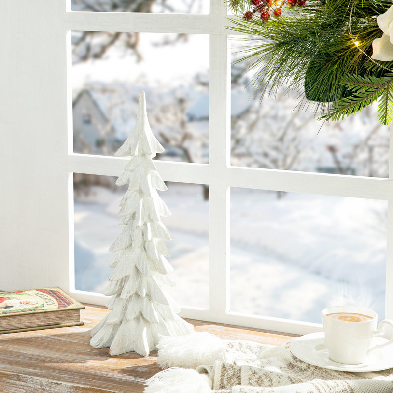 Resin Christmas Table Tree Décor, White