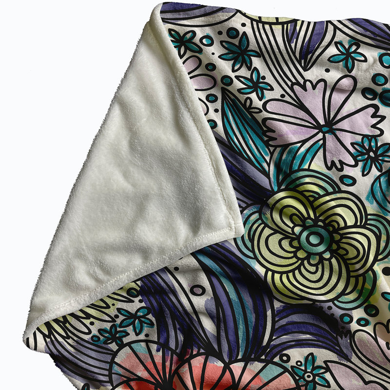 Couverture polaire Flower Melange, Bleu Explorer, L 50 po x L 60 po