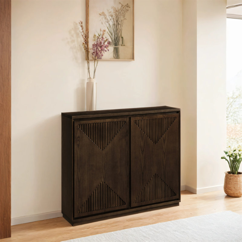 Buffet de rangement moderne en forme de V, Noyer