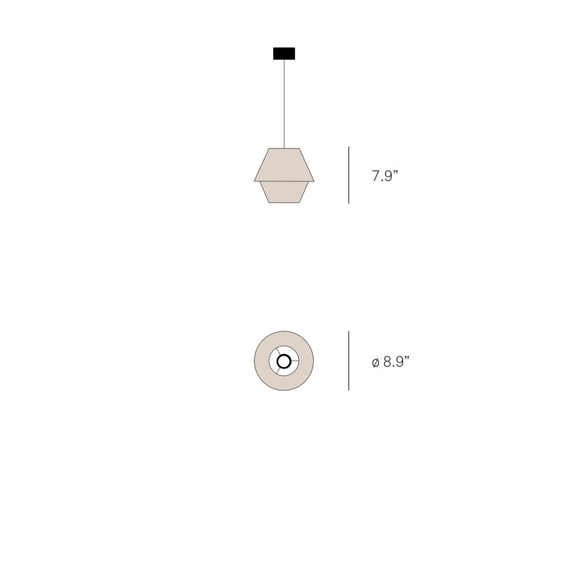 Hotel Pendant, 8.9" Dia., Ivory White