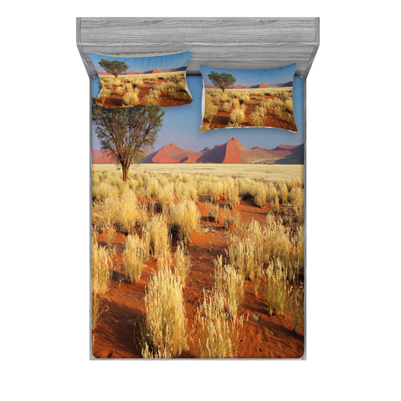 Ensemble de draps sossusvlei d’acacia tree désert, Ensemble de draps pour lit double avec un drap-hou