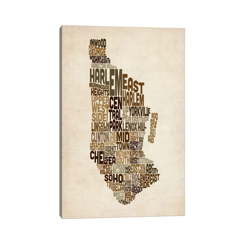 New York Map III by Michael Tompsett - Wrapped Canvas Print, 30.48 cm H x 45.72 cm W